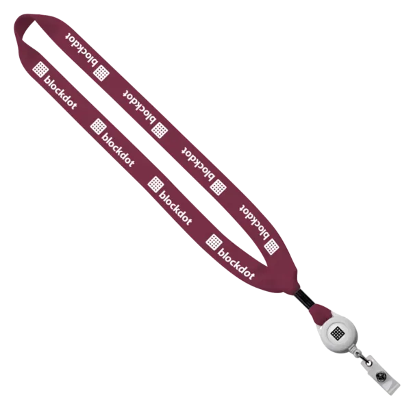 3/4" Cotton Lanyard with Metal Crimp & Retractable Badge Reel