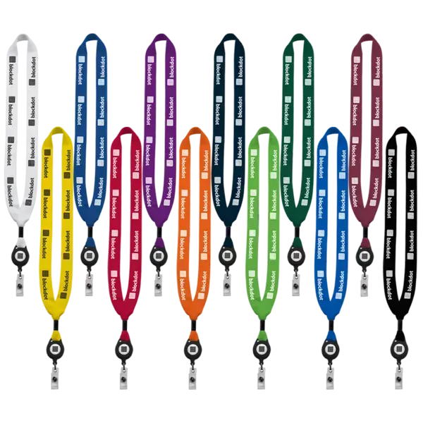 3/4" Cotton Lanyard with Metal Crimp & Retractable Badge Reel