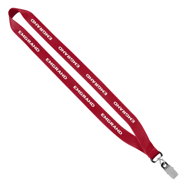 Economy Polyester Lanyard with Sewn Silver Tone Metal Bulldog Clip - 3/4"