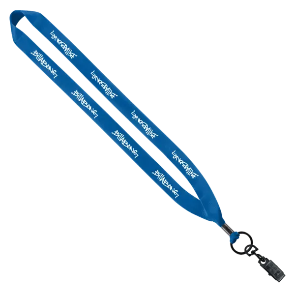 3/4" Polyester Lanyard with Metal Crimp & Bulldog Clip