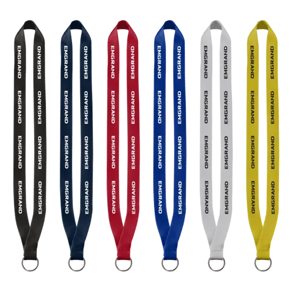 3/4" Polyester Lanyard with Sewn Silver Metal Split-Ring