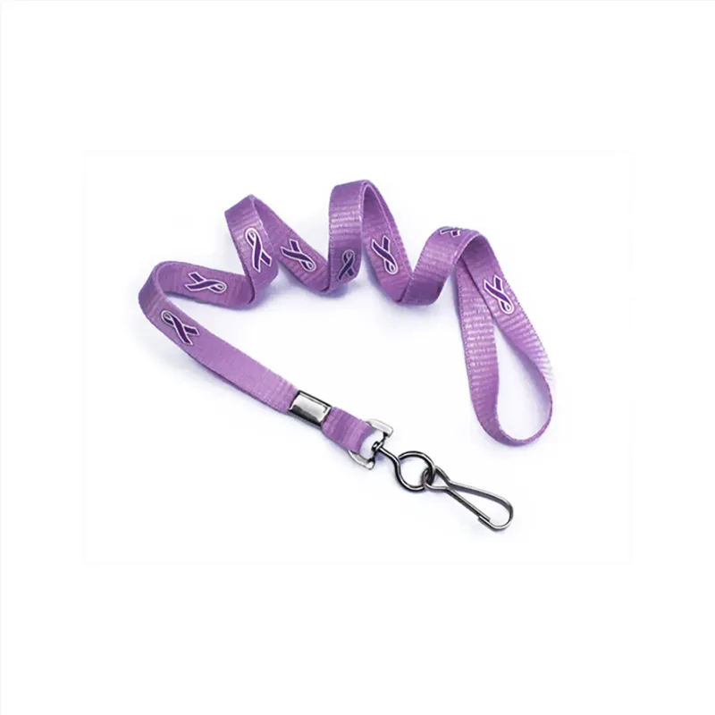 Customized Pink Ribbon Lanyards - Breast Cancer Awareness - 3/8" — view 2