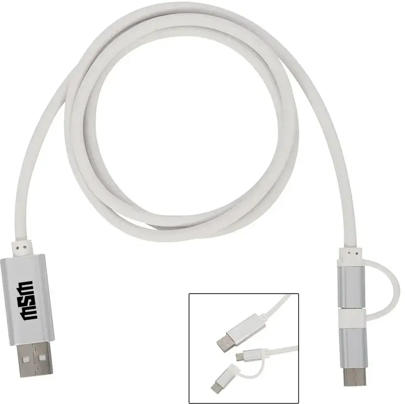 3-In- Disco Tech Light Up Charging Cable - 1 3 Ft.