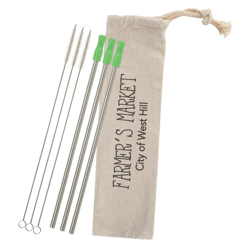 3-Pack Stainless Straw Kit with Cotton Pouch — view 11