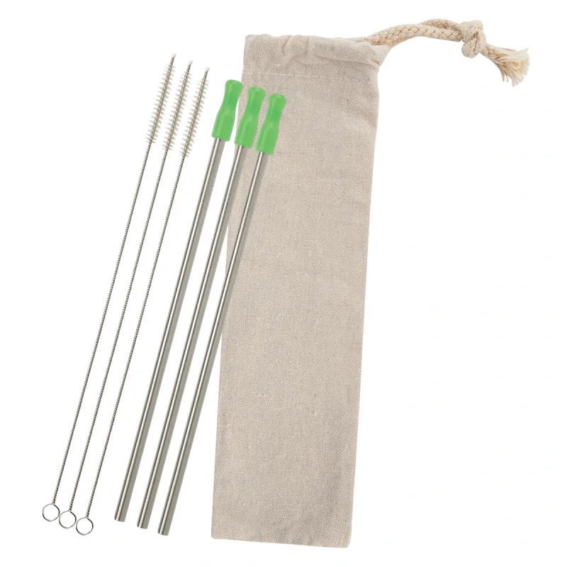3-Pack Stainless Straw Kit with Cotton Pouch — view 3
