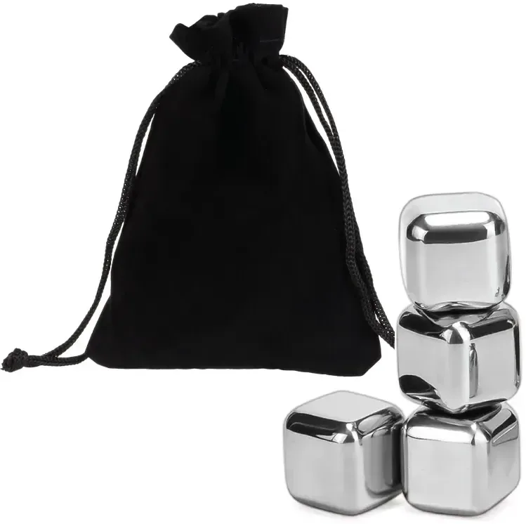 Custom Logo Stainless Steel Whiskey Ice Cubes (4 Pack) — view 2