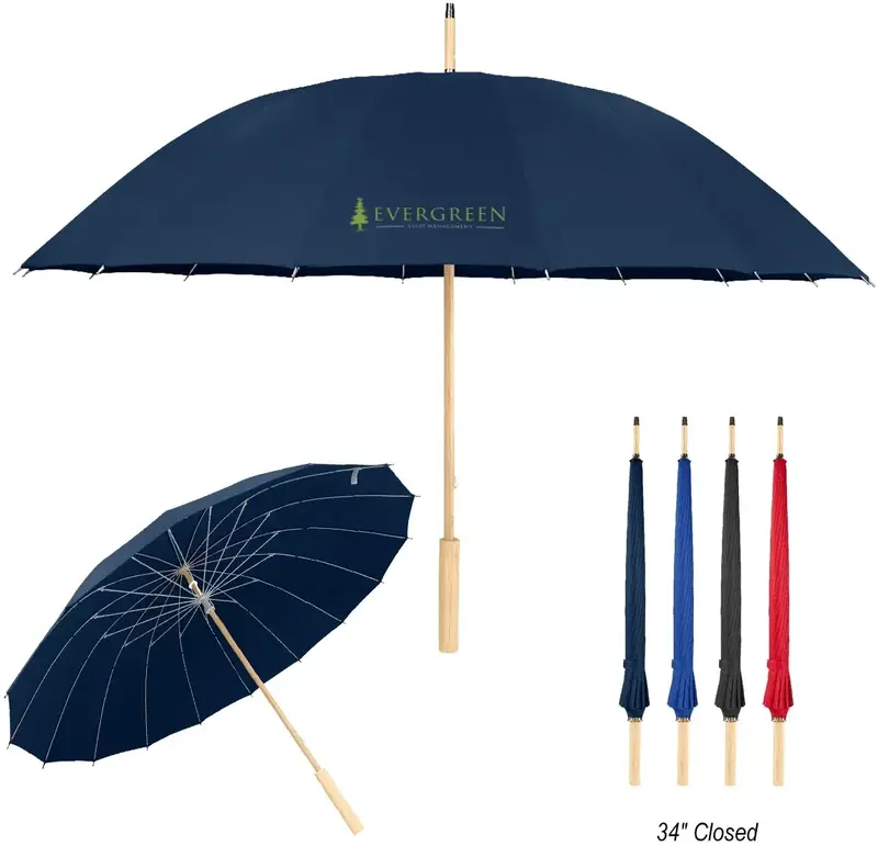 - 46" Arc Umbrella With 100% RPET Canopy & Bamboo Handle