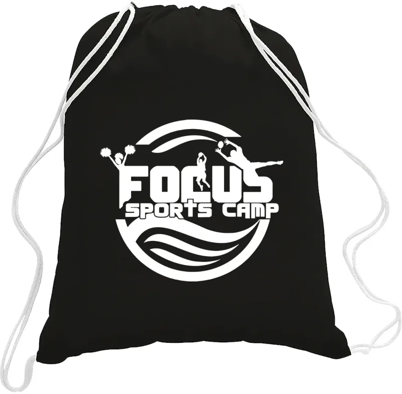 Branded Cotton Canvas Drawstring Backpack — view 5