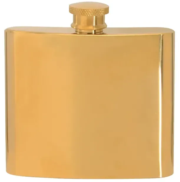 Custom Gold Plated Stainless Steel Hip Flask - 5 oz. — view 2
