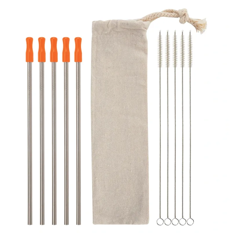 5-Pack Stainless Straw Kit with Cotton Pouch — view 4