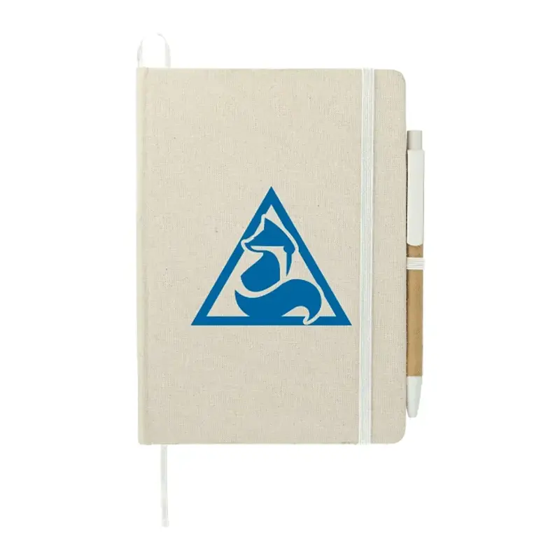 Custom Organic Cotton Bound Notebook with Pen - 5" x 7"