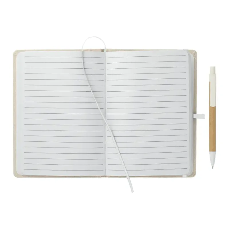 Custom Organic Cotton Bound Notebook with Pen - 5" x 7" — view 2