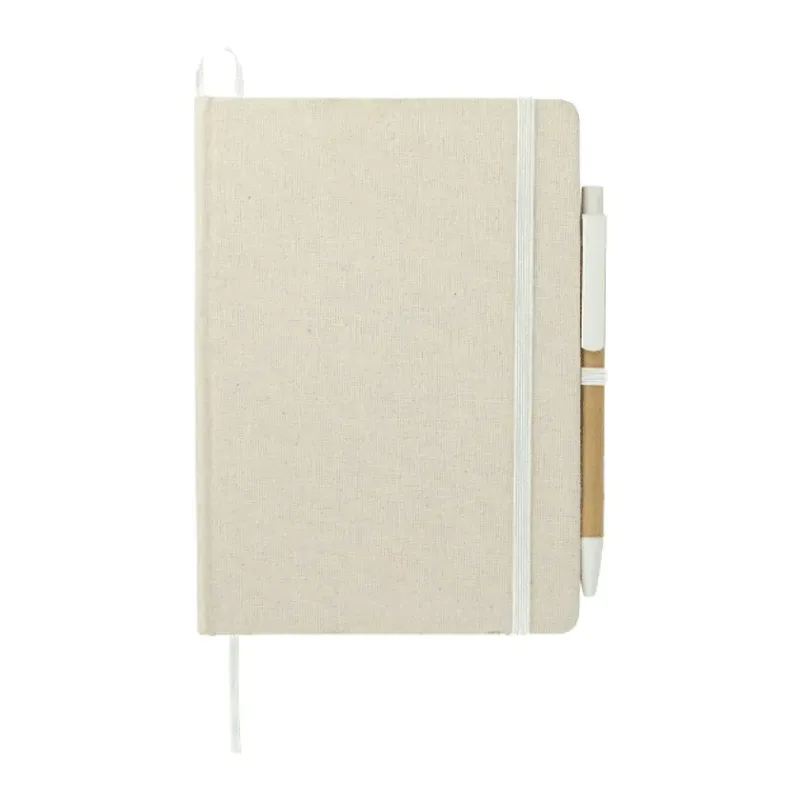 Custom Organic Cotton Bound Notebook with Pen - 5" x 7" — view 5