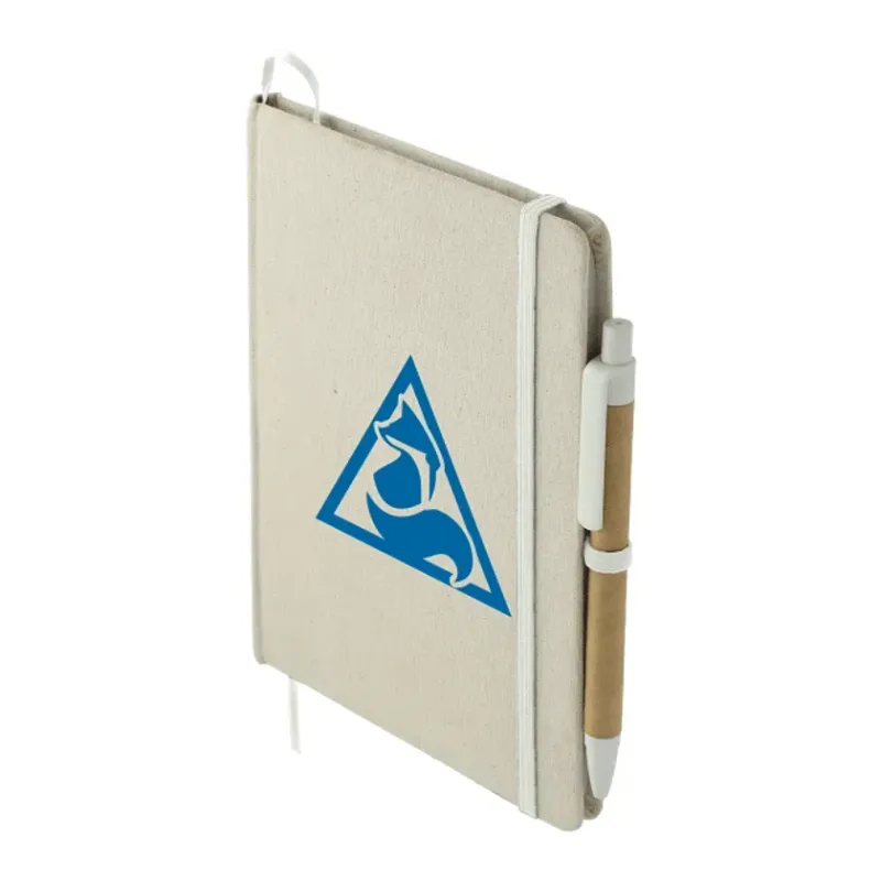 Custom Organic Cotton Bound Notebook with Pen - 5" x 7" — view 6