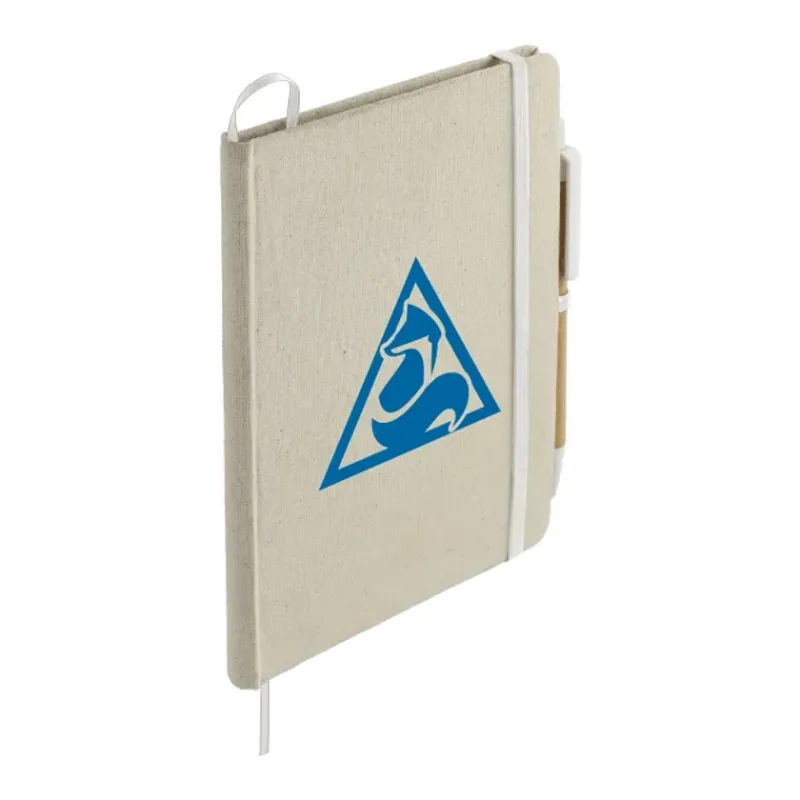 Custom Organic Cotton Bound Notebook with Pen - 5" x 7" — view 7