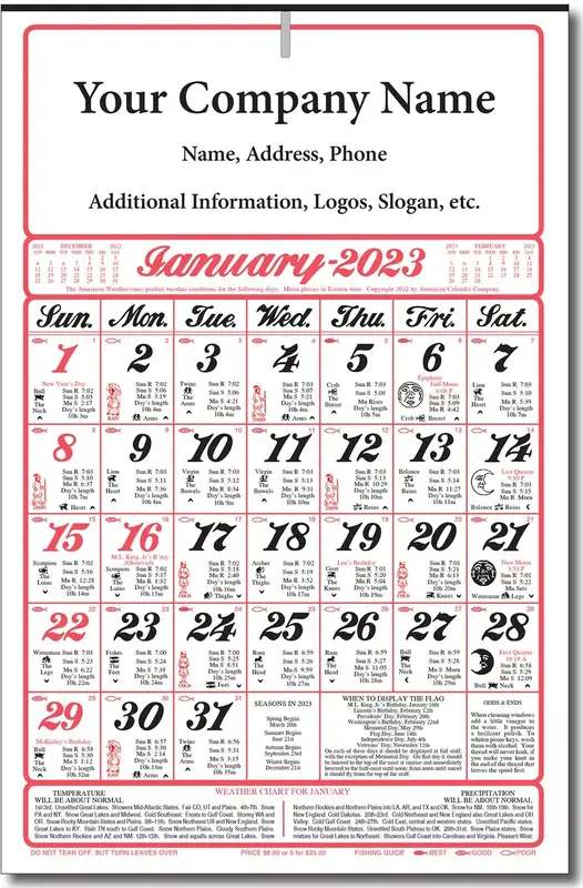 7 Sheet Almanac Wall Calendar (11x17)