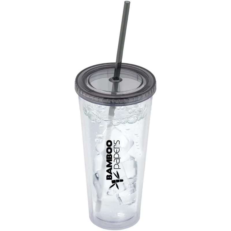 709 Ml. (24 Fl. Oz.) Double Walled Tumbler With Straw — view 3
