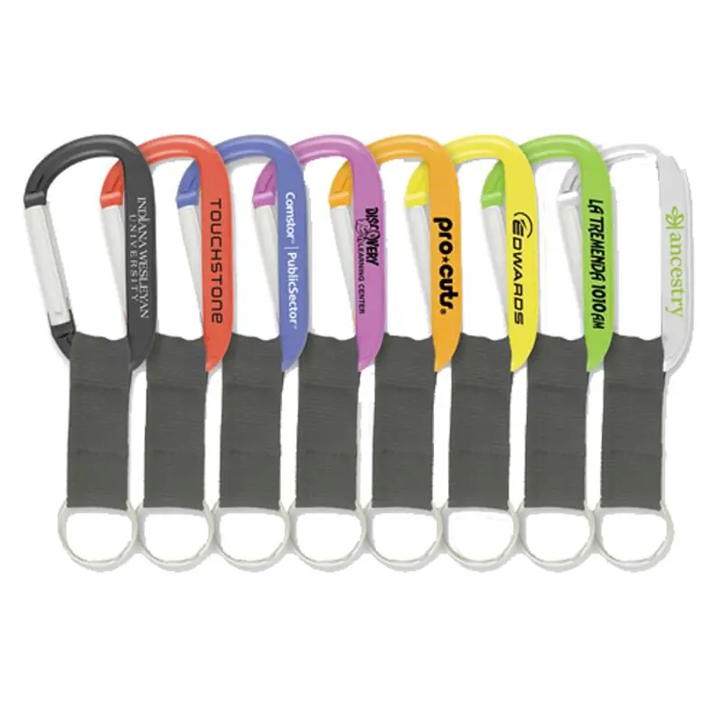 8 Mm Carabiner Key Ring w/Strap