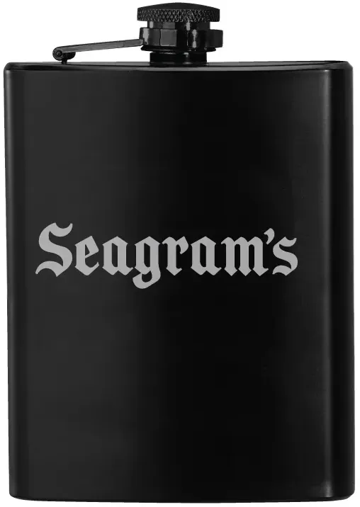 Custom Engraved Black Stainless Steel Hip Flask - 8 oz.