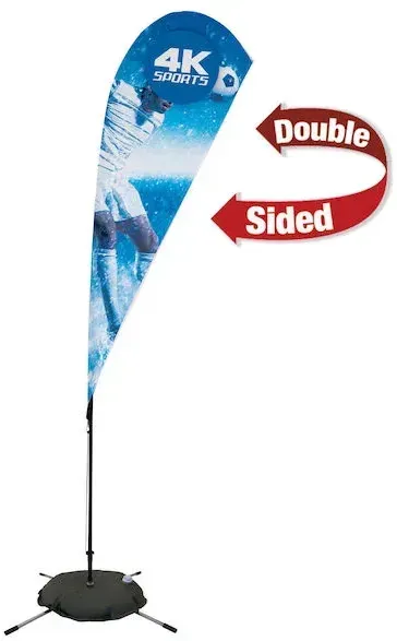8' Streamline Teardrop Sail Sign Flag Kit (Double-Sided with Scissor Base)