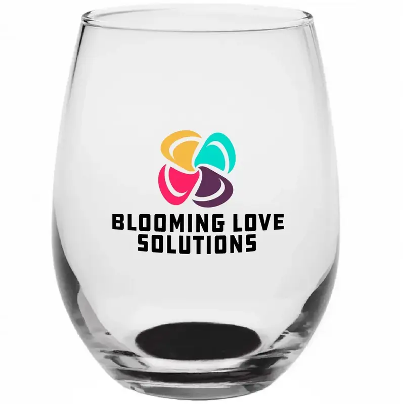 9 oz. Tulip Stemless Wine Glasses w/ Full Color Imprint