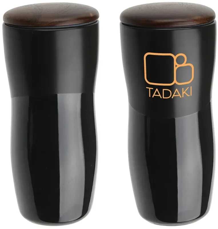 Adriano Personalized 12 oz Ceramic Tumbler with Wood Lid — view 3