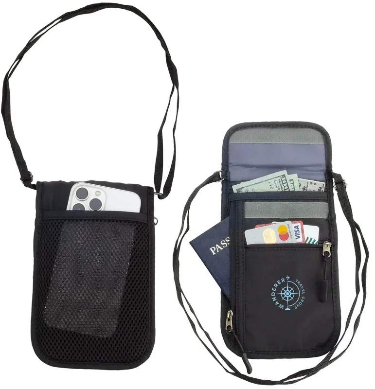 Customized Jet Black Safety Organizer Neck Wallet — view 2