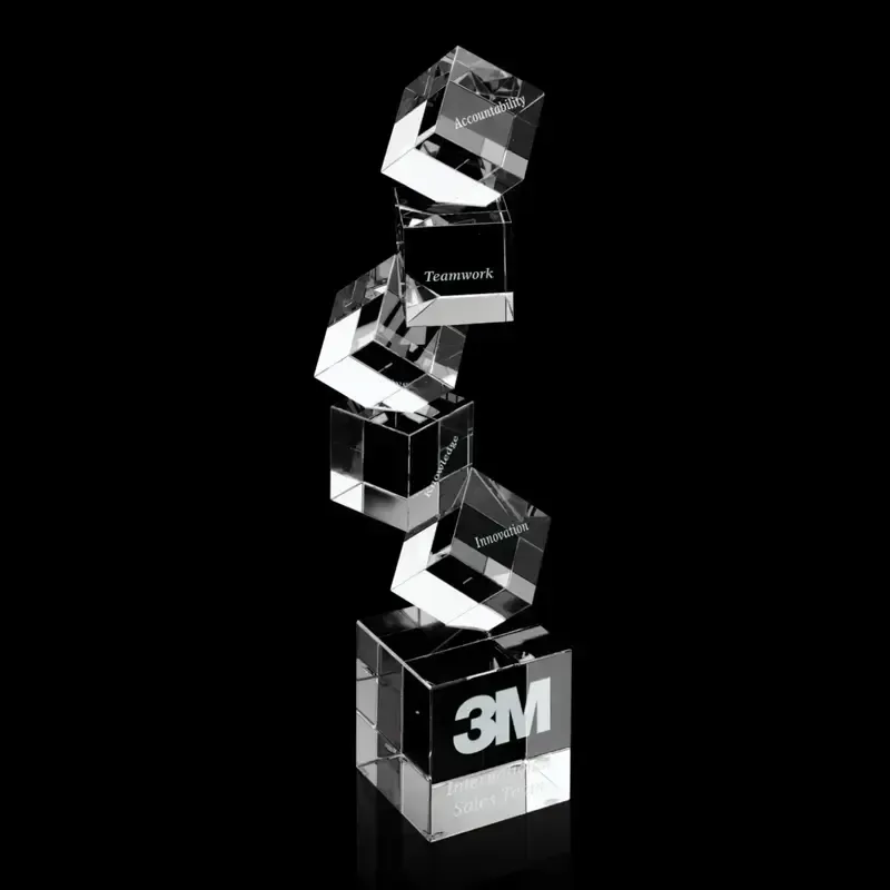 Custom Stacked Crystal Logo Award