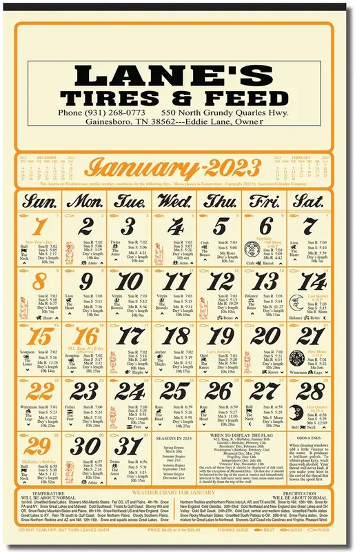 Almanac Calendar (11" x 17")