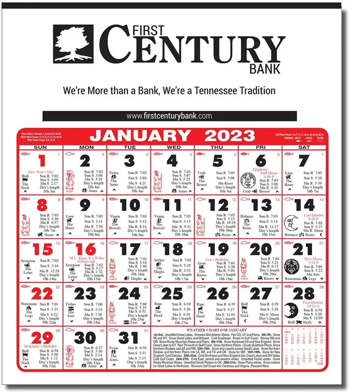 6 Sheet Montly Almanac Calendar