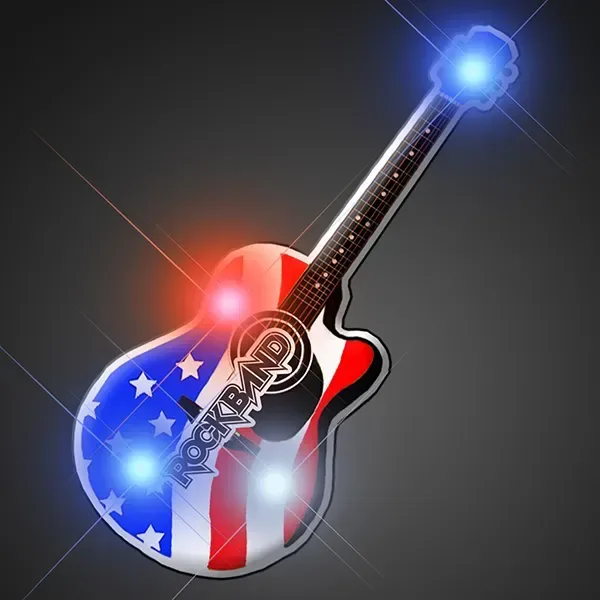 American Flag Guitar Light Up Pin β view 1
