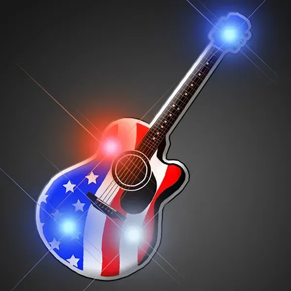 American Flag Guitar Light Up Pin — view 2