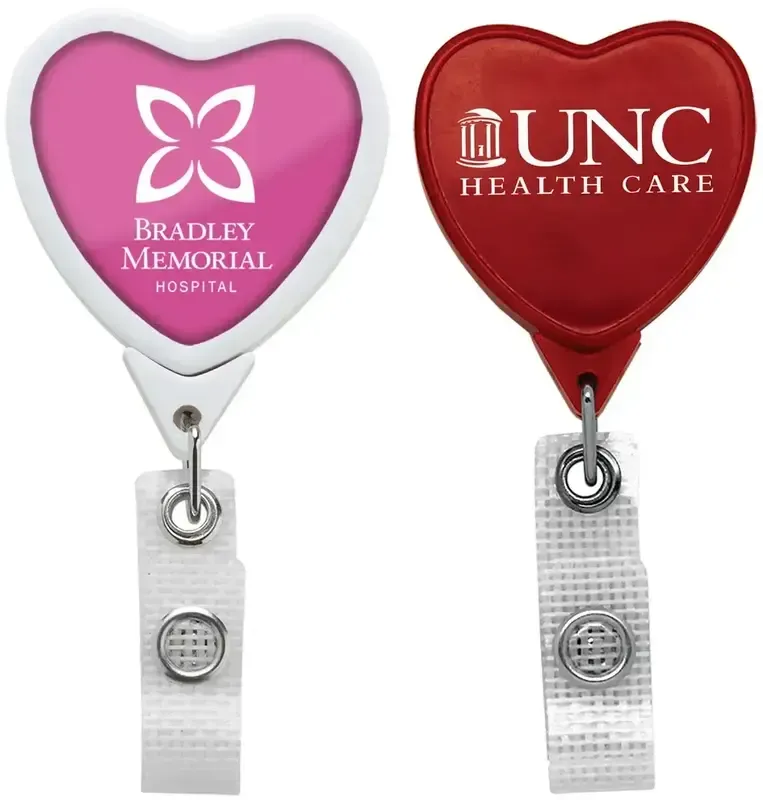 Anti-Microbial Heart Shape Badge Reel (Single & Double Strap)