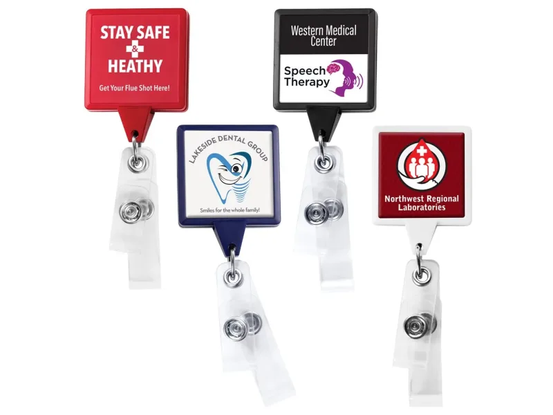 Antimicrobial Double Vinyl Strap Secure ID Badge Reel (Rectangle, Round, Oval and Square) — view 5