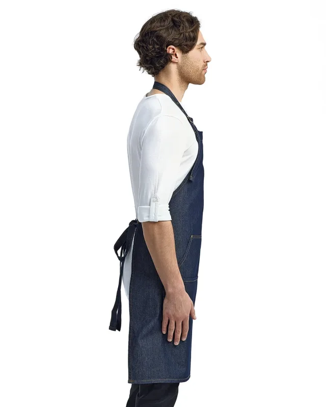 Artisan Collection by Reprime Unisex Jeans Stitch Denim Bib Apron — view 10