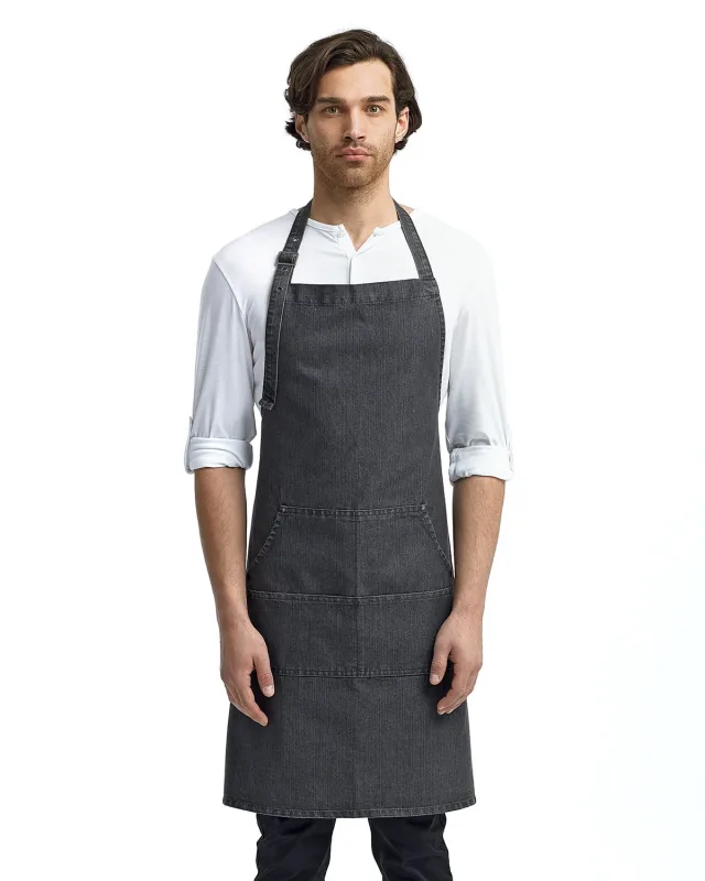 Artisan Collection by Reprime Unisex Jeans Stitch Denim Bib Apron — view 3