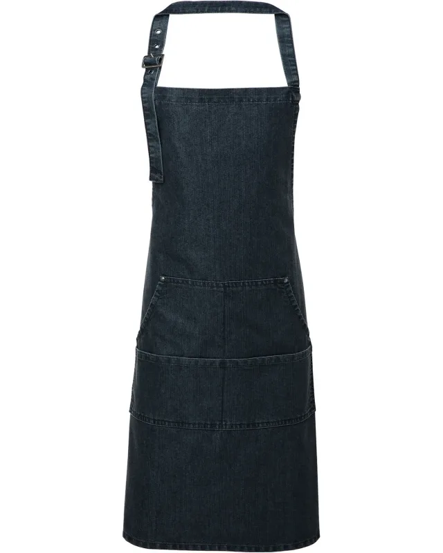 Artisan Collection by Reprime Unisex Jeans Stitch Denim Bib Apron — view 4