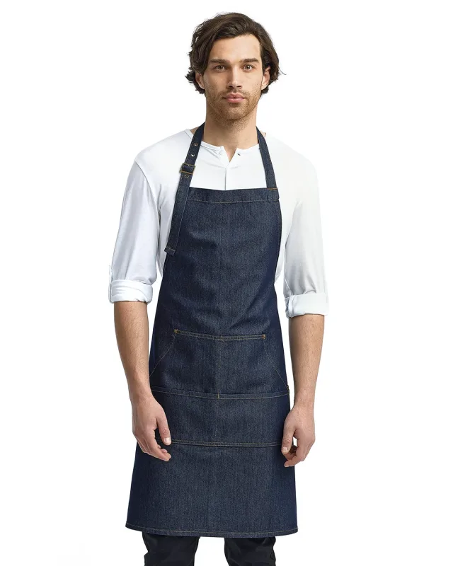 Artisan Collection by Reprime Unisex Jeans Stitch Denim Bib Apron — view 8