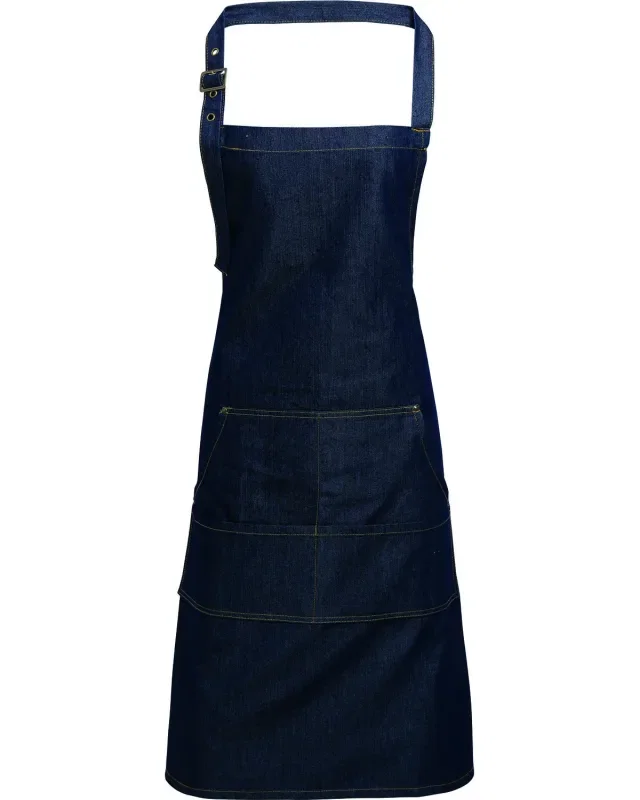 Artisan Collection by Reprime Unisex Jeans Stitch Denim Bib Apron — view 9