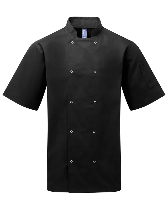 Artisan Collection by Reprime Unisex Studded Front Short-Sleeve Chef's Jacket — view 11