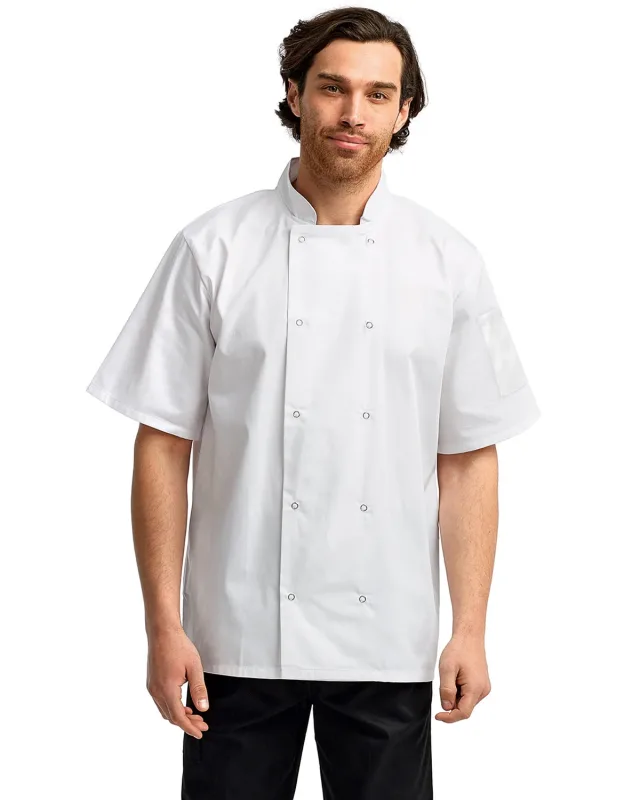 Artisan Collection by Reprime Unisex Studded Front Short-Sleeve Chef's Jacket — view 2