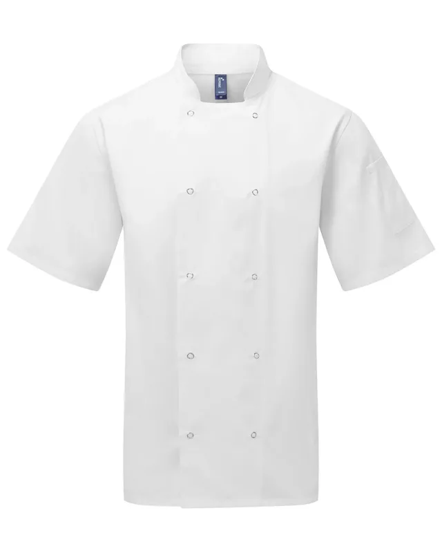 Artisan Collection by Reprime Unisex Studded Front Short-Sleeve Chef's Jacket — view 5