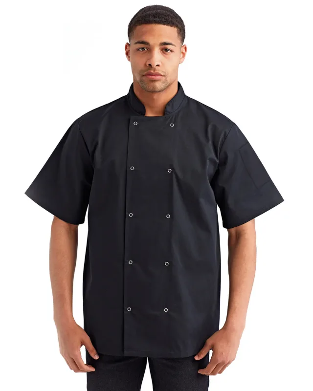 Artisan Collection by Reprime Unisex Studded Front Short-Sleeve Chef's Jacket — view 8