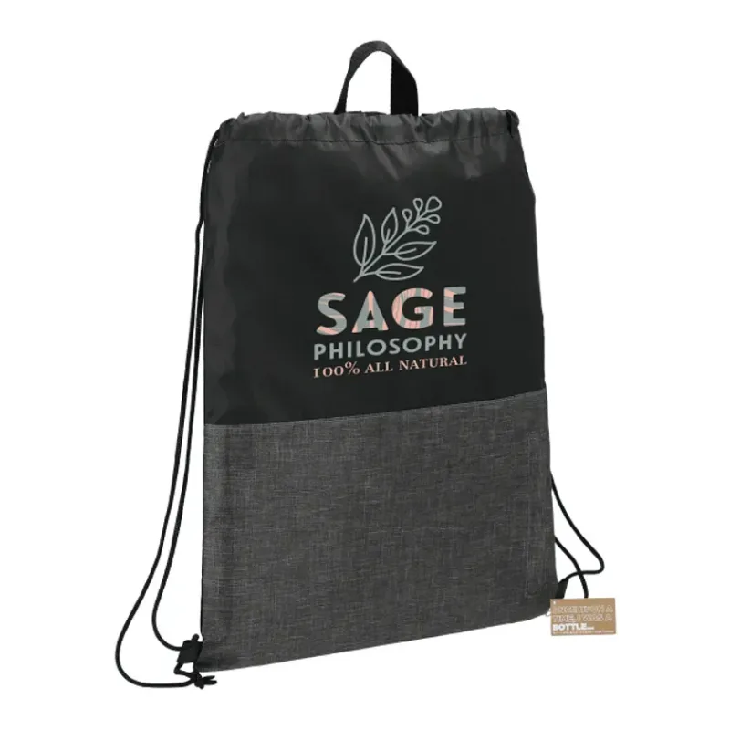 Ash Zippered Recycled Drawstring Bag — view 3