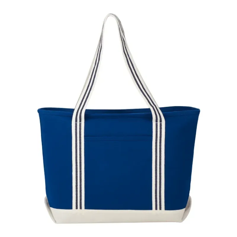 Custom Branded Cotton Zippered Boat Tote - 20oz Atlantic Stripe — view 2