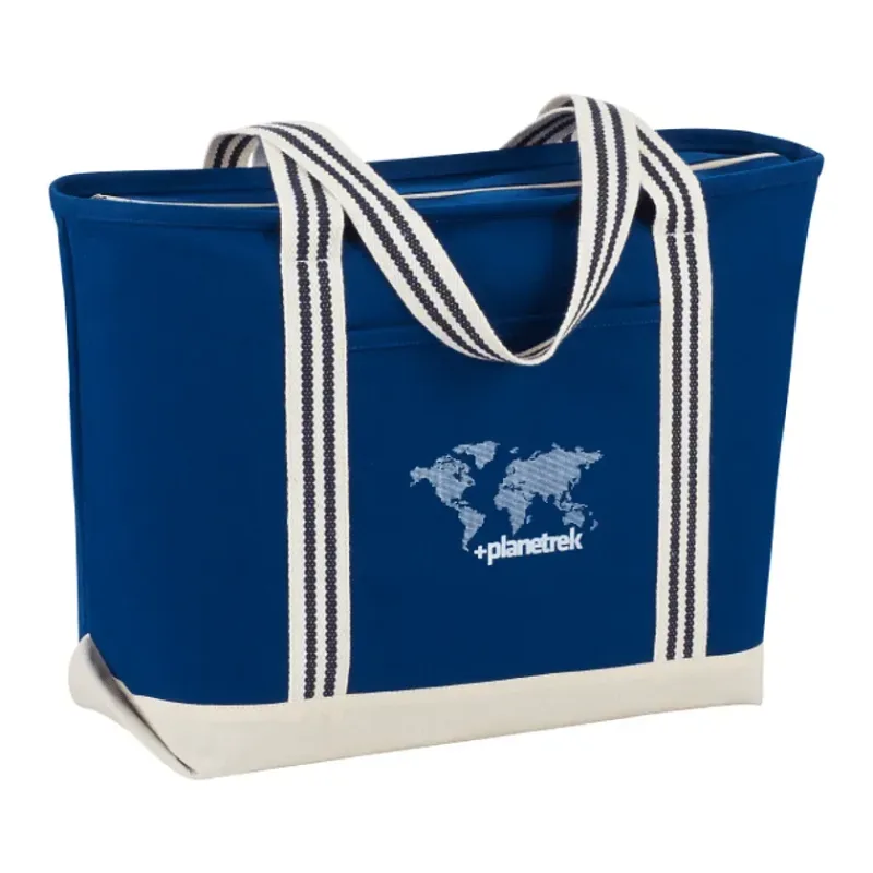 Custom Branded Cotton Zippered Boat Tote - 20oz Atlantic Stripe — view 6