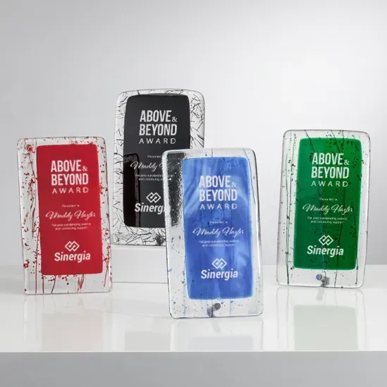 Colorful Imprinted Glass Fusion Award with Elegant Peg