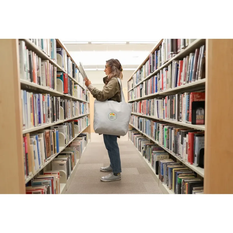 AWARE™ Recycled Cotton Shopper Tote Bag with Interior Zip Pocket — view 11