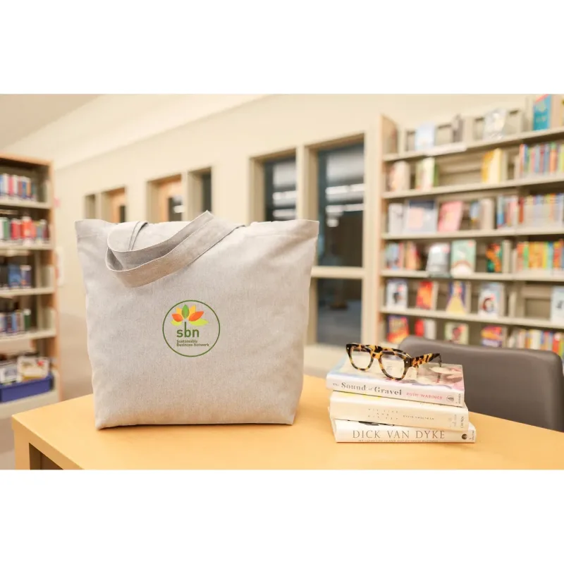 AWARE™ Recycled Cotton Shopper Tote Bag with Interior Zip Pocket — view 8