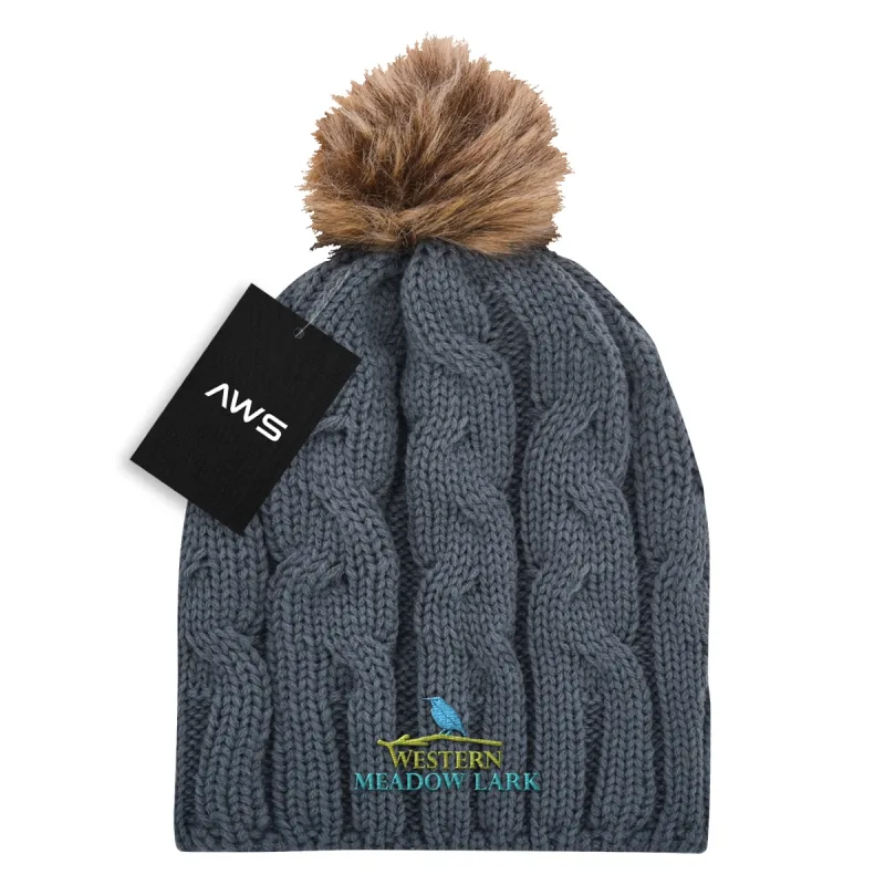 AWS Cameron Cable Knit Pom Beanie — view 2
